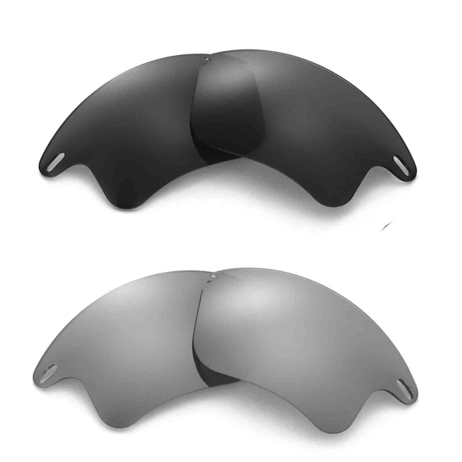 Walleva Two Pairs Polarized Lenses For Oakley Fast Jacket XL - Titanium + Black