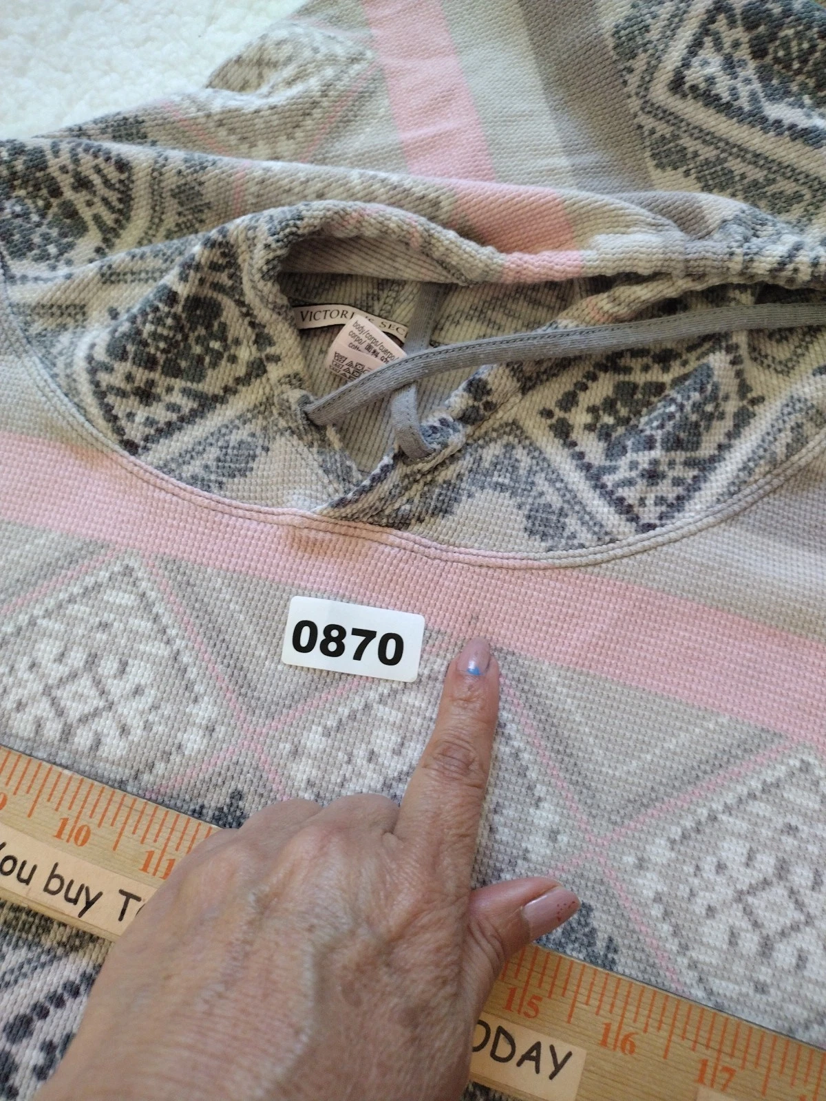 UNDERCOVER Maglione Victoria Secret donna grande grigio rosa preppy termico manica lunga felpa con cappuccio