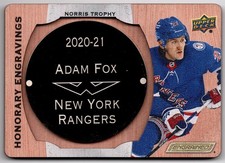 2023-24 Upper Deck Engrained Honorary Engravings ADAM FOX HE-NO21 100 Rangers UD