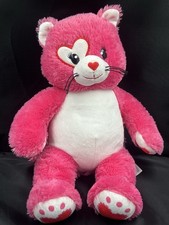 Build A Bear Kisses Fur You Pink Cat Plush Kitty Hearts Valentines Stuffed BAB