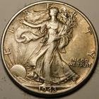 1943 D Walking Liberty Half Dollar 90% Silver VF-EF "As Pictured-Not Cleaned"