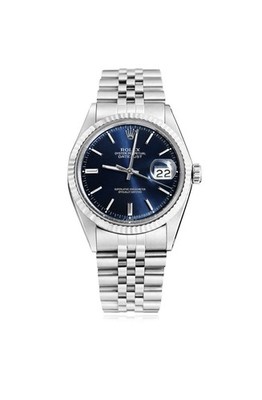 Rolex Datejust 1601 36mm 18K White Gold Bezel Dark Blue Dial Jubilee Men's Watch