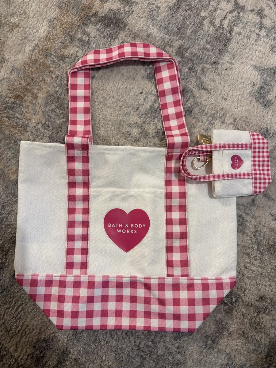 Bath & Body Works Pink Gingham Tote Bag & Charm Set (NEW) | eBay display picture 1