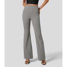 Halara NWT Flex High Waisted Back Side Pocket Slight Flare Work Pants Gray Small