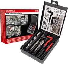 BILITOOLS 3/8-16 inch Thread Repair Kit, HSS Drill Helicoil Inch 