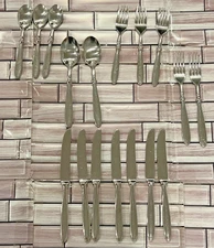 VTG CAMBRIDGE Stainless Flatware TOWNHOUSE Satin Lot 18  spoons knifes forks Y2k