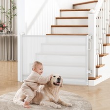 Retractable Baby Gate for Stairs, 55" Wide Mesh Dog Gate Indoor, 34'' Tall Ch...