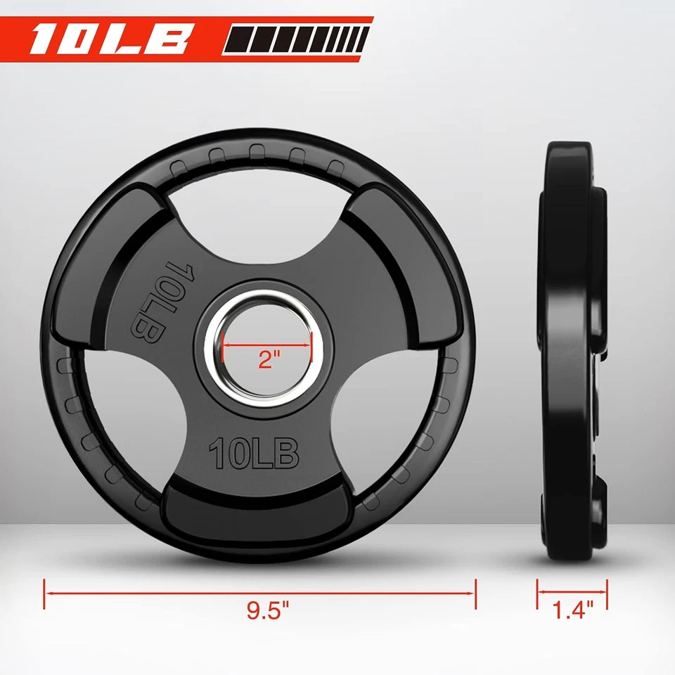 Placas de agarre de goma olímpicas para barra, placas de peso de 2 pulgadas para levantamiento de pesas Foto 2 de 4
