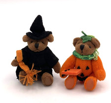 Russ Halloween Teddy Bear Witch Pumpkin Plush Mini Set Trick or Treat 3"