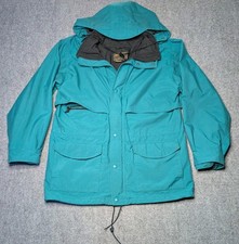 Vintage Eddie Bauer Men's Gore-Tex Hooded Windbreaker Rain Jacket Green Large