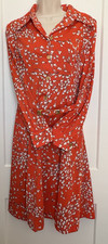 Vintage Marcus Shirt Dress With Matching Belt Flared Skirt Gold Buttons