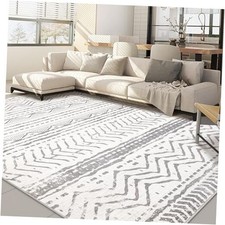5x7 Area Rug Living Room: Machine Washable Boho Large Neutral Farmhouse Stain