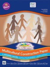 9509 Multicultural Construction Paper 9 inch x12 inch 5 Assorted Colors 50 S...
