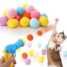 Cat Toy Ball Launcher, Plush Ball Shooting Gun with 20 Pom Pom Balls, Interac...