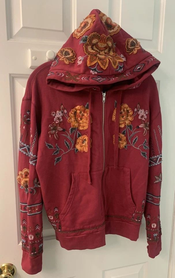 Driftwood Teddy 100% Cotton Embroidered Floral Hoodie - Women’s Size L - Image 2 of 4
