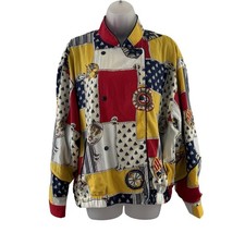 Chaqueta deportiva vintage Liz para mujer XL velero náutico cortavientos años 80 club náutico