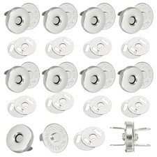 20 Sets 14 mm Magnetic Snap Buttons with Washer, Silver Tone