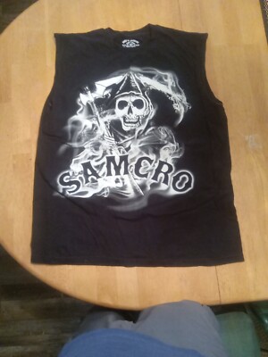 Sons of Anarchy Men's L Black Sleeveless Muscle Shirt Reaper Samcro