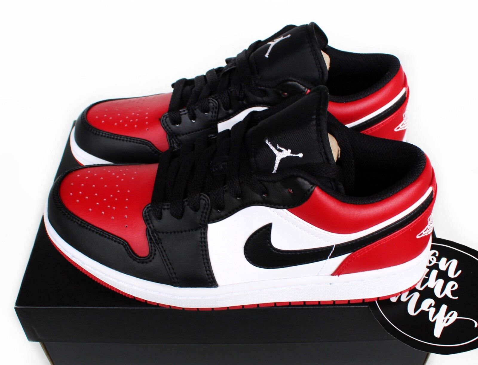 carga Asentar Me gusta Nike Air Jordan 1 Retro Low Bred Toe Black Gym Red White UK 5 6 7 8 9 10 US  New | eBay