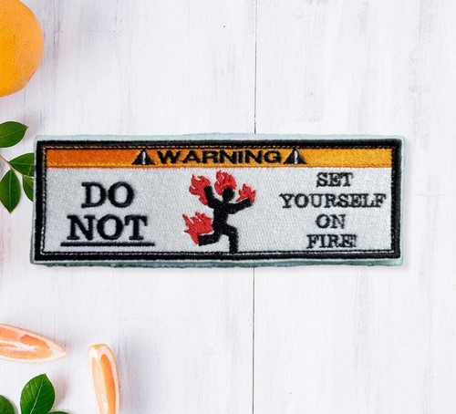 Funny WARNING signs 5x15 cm badges sew on hook and loop - Picture 2 of 24