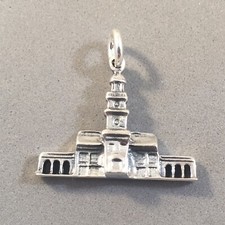 925 Sterling Silver INDEPENDENCE HALL CHARM Philadelphia PA Liberty Bell TU37
