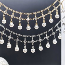 1 Meter Rhinestone Beaded Chain Tassle Fringe Accessory Trimming Jewelry DIY