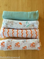 New ADEN AND ANAIS Swaddle Muslin Cotton Blanket Fox Zigzag baby U pick pattern