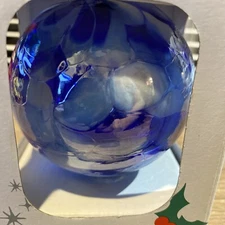 Zorza Glass Christmas Ornament From Poland Blue Mouth Blown Hand Decorated 4”