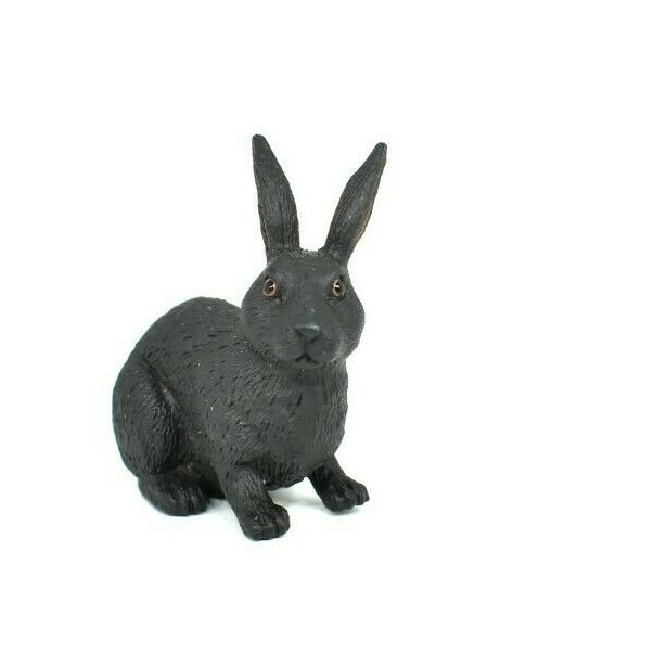 Rabbit Black Realistic Small Toy Model Plastic Replica Forest