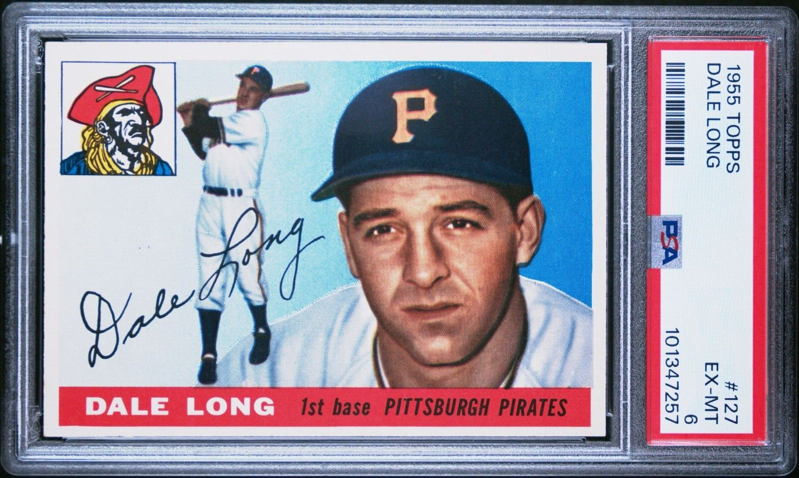 PSA 6 EX-MT 1955 TOPPS DALE LONG #127 PITTSBURG PIRATES