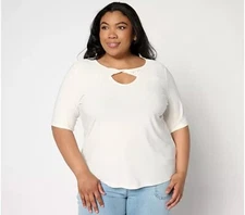 Attitudes by Renee Size MEDIUM Como Jersey Twist Neck Top IVORY A648353