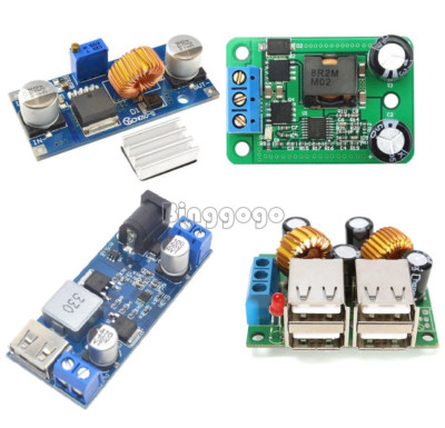 4-USB Port XL4015 DC-DC 12V/24V to 5V 5A Buck Converter Power Supply Step Down