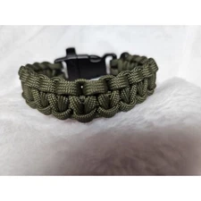550 paracord olive drab bracelet large 8" whistle buckle Mil Spec 7 Strand