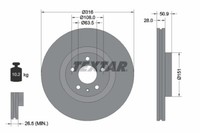 Textar 2X Bremsscheibe Vorne Ø316 Mm InnenbelüFtet FüR Ford Mondeo V Turnier