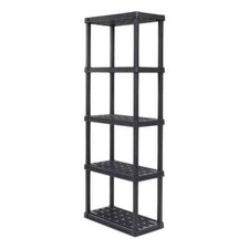 IRIS 5-Tier Medium Plastic Garage Storage Shelving Unit, Black 12 Wx64 Hx24 D