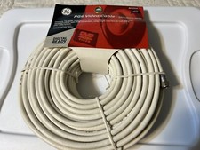 GE RG6 Video Coaxial Cable 100ft 75ohm DVR VCR Coax F type Plugs White AV23315.