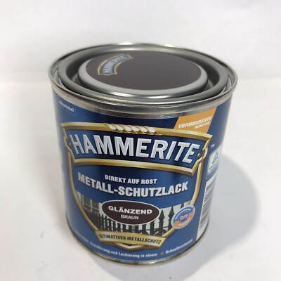 1x Hammerite Metal Protective Paint, 250ml, Glossy, Brown