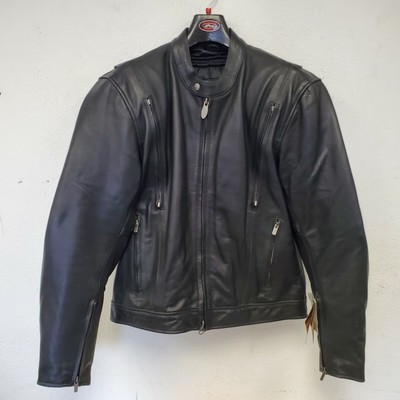 River Road Ride Free Eagle Leather Motorcycle Jacket Black/Grey 