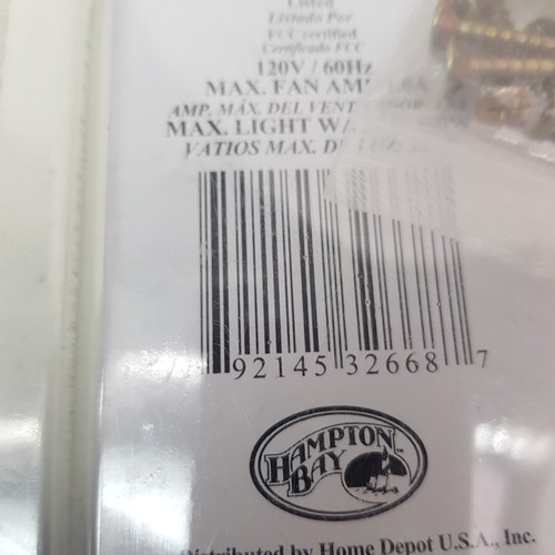 Hampton Bay Ceiling Fan Hand Held Wireless Remote Control 3 Speed Dimmer 191-691 - Picture 2 of 10