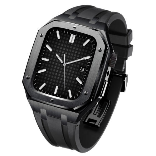 44/45mm Rubber/Metal Band For Apple Watch 9 8 7 6 5 4 SE AP Royal Oak Mod Kit - Picture 12 of 20