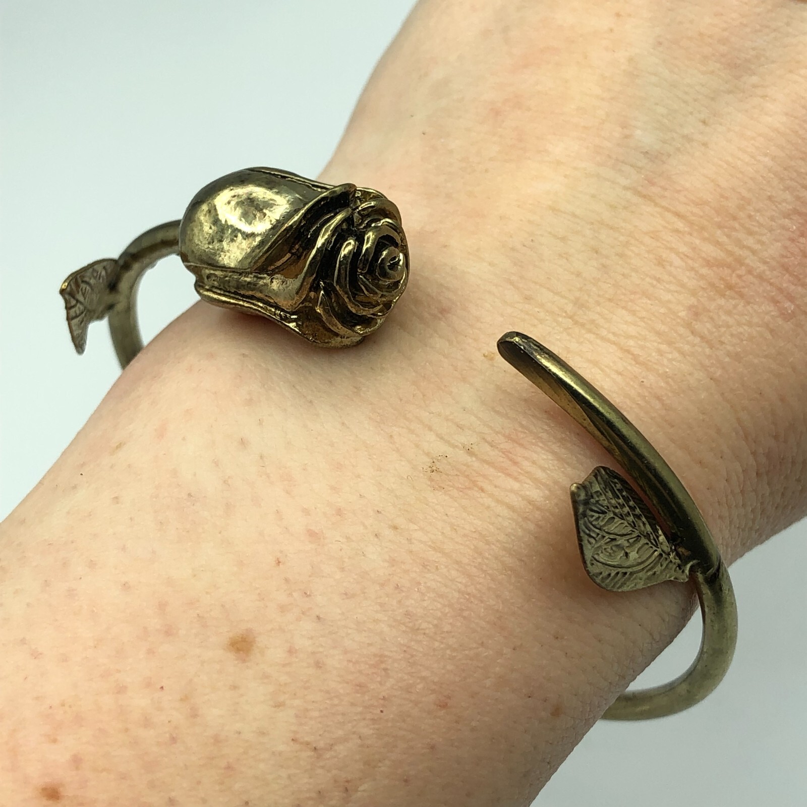 Bronze Floral Rose Cuff Bangle Stackable Boho Hippie Festival Jewelry-image