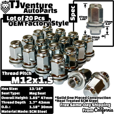 20Pc Chrome 12x1.5mm Factory OEM Lug Nut Jaguar S-Type F-Type XJ