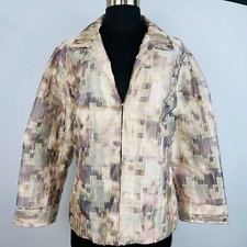 Chico's Womens 2 M 12 Abstract Print Jacket Blazer Eyehook Closure