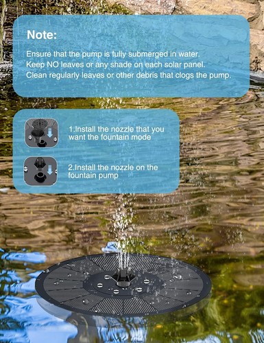 8LED Solar Pumpe mit Akku Teich Brunnen Springbrunnen Fontäne Garten Wasserspiel - Bild 7 von 30
