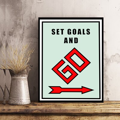 SET GOALS AND GO Vision of Success Mindset Monopoly Motivation POSTER/CANVAS ed1