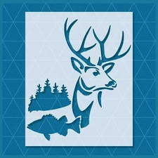 Buck Head Deer Hunting Stencil – Antlers, Wildlife, Outdoors, Rustic Decor