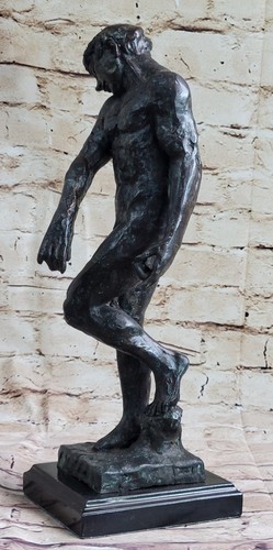 Clásico Rodin Adam Bronce Elegante Desnudo Figura Masculina Estatua Escultura Venta - Imagen 5 de 10