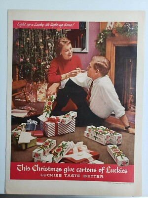 Lucky Strike Vintage 1955 Print Ad Ephemera Wall Art Decor Luckies Taste Better