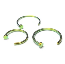 1pc Green Titanium Plated Surgical Steel Nose Hoop Jewelry 18g 20g 22g, 8mm 10mm