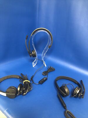 LOT OF 3X Logitech A-00063 & A-00064 Wired USB Headsets